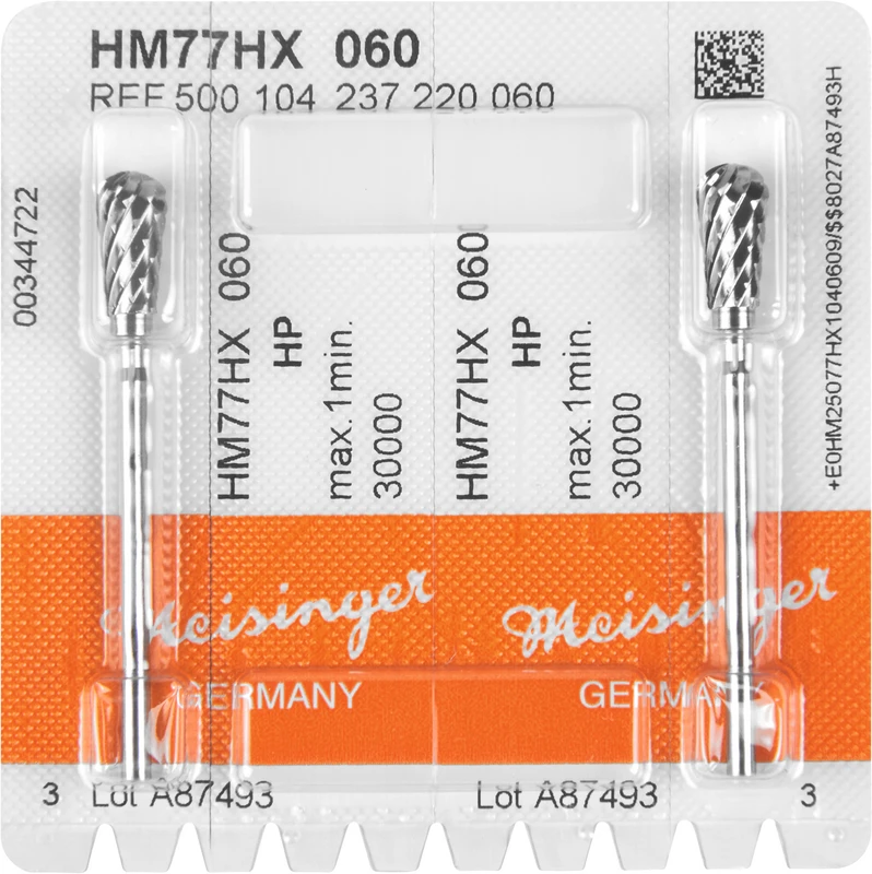 HM-Fräser HX  Packung  2 Stück kreuzverzahnt, grün grob, HP, Figur 237, 11,5 mm, ISO 060