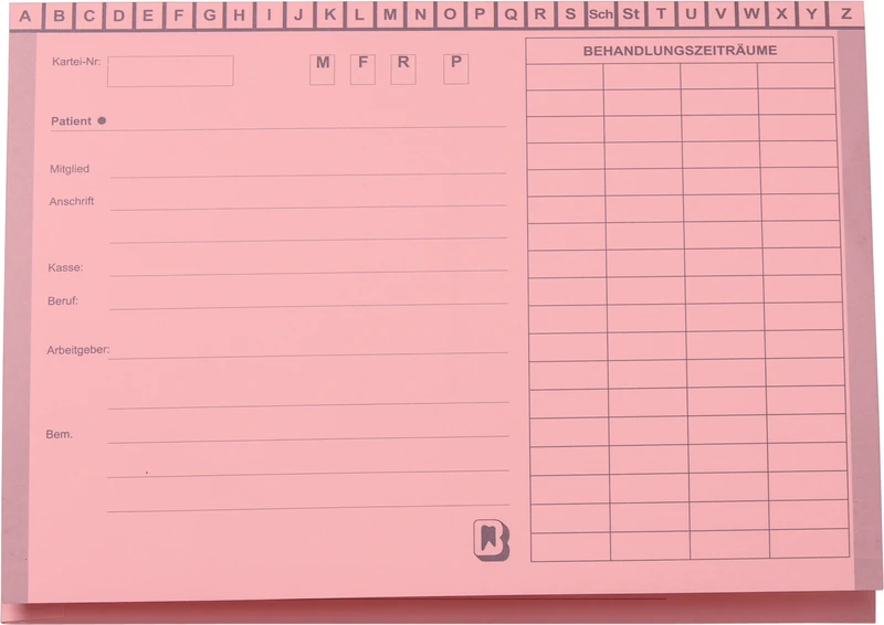 Karteimappe A5\SL  Packung  100 Stück rosa ohne Heftzunge