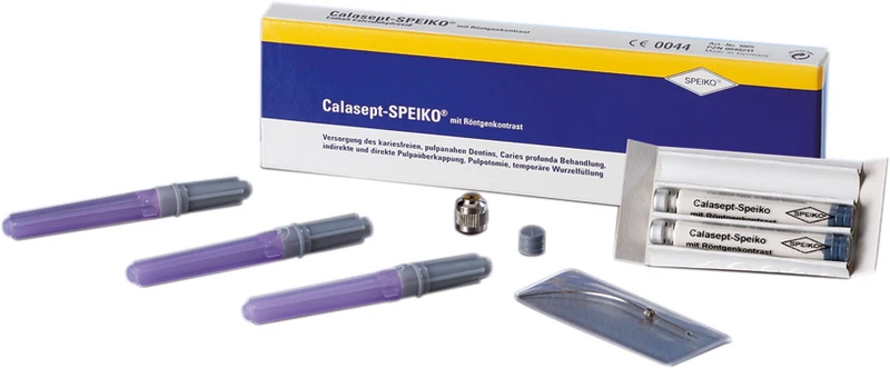 Calasept-SPEIKO® mit Röntgenkontrast  Packung  2 x 2,5 g Zylinderampullen, 3 Einwegkanülen, 1 gebogene Kanüle