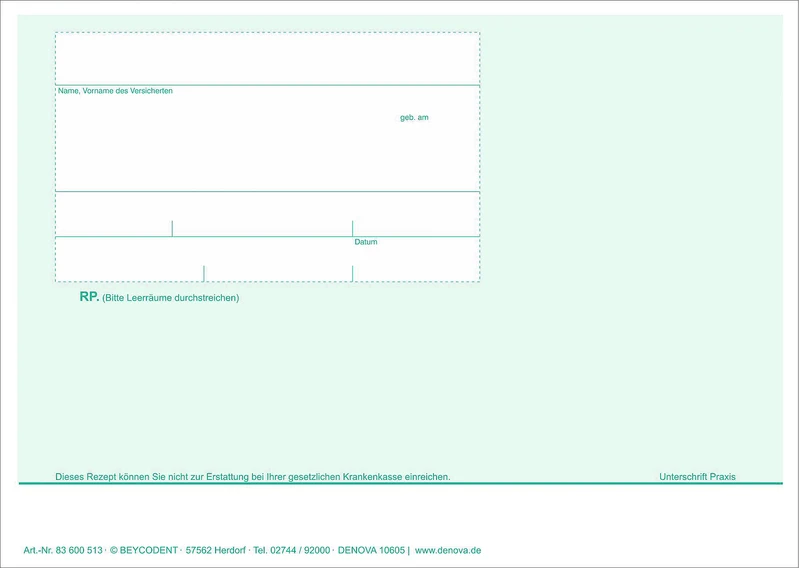 Privatrezepte HP   Packung  100 Stück