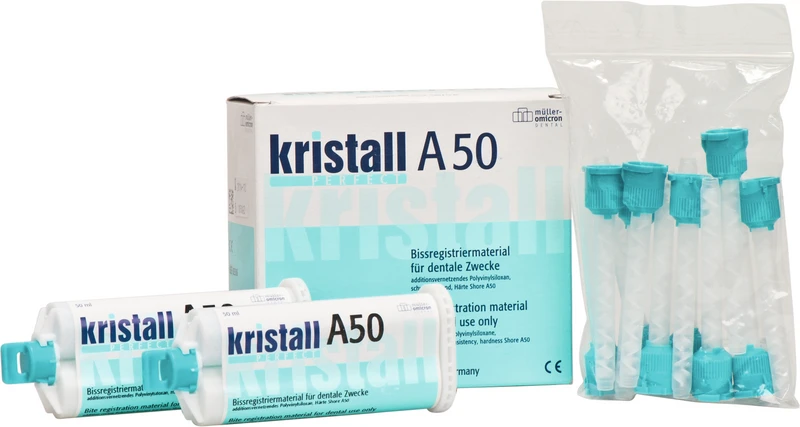 kristall® PERFECT A50  Packung  2 x 50 ml Kartusche, 12 Mixing Tips grün