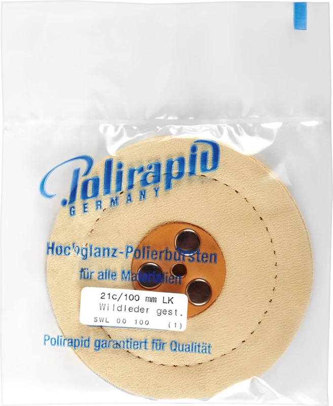 Wildlederschwabbel  Stück  mit gesteppten Lederkern, Chamoisleder, Ø 100 mm, S: 6 mm