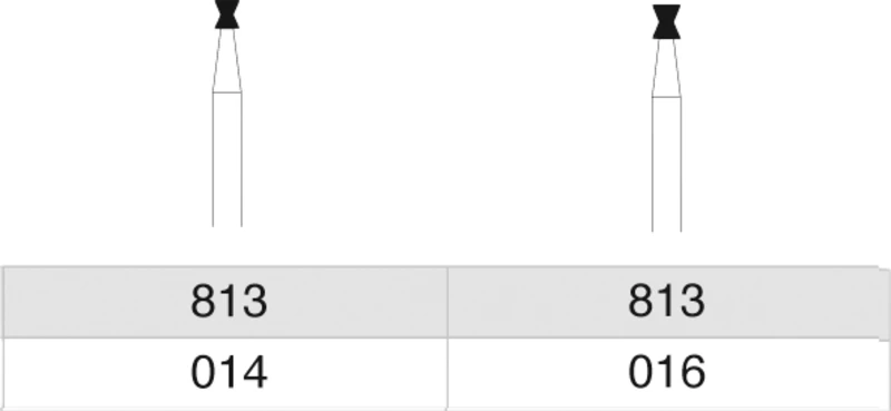 Diamanten 813  Packung  5 Stück Standard, FG, Figur 032 Amalgamentferner, 2 mm, ISO 018