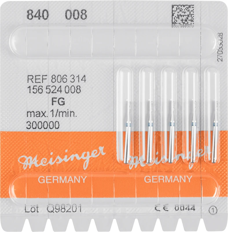 Diamanten 840  Packung  5 Stück blau mittel, FG, Figur 156 Zylinder abgerundet, 0,8 mm, ISO 008