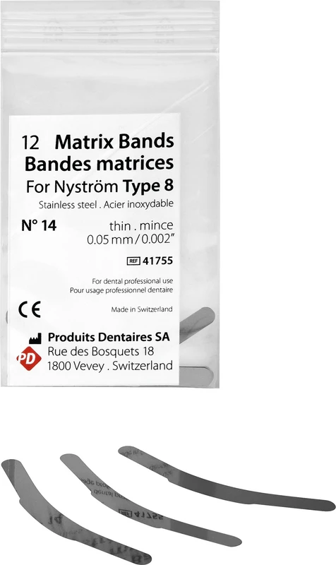 Matrizenbänder nach Nyström Type 8  Packung  12 Stück dünn, Nr. 14