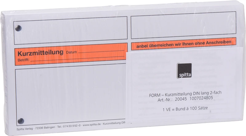Kurzmitteilung   Packung  100 Stück