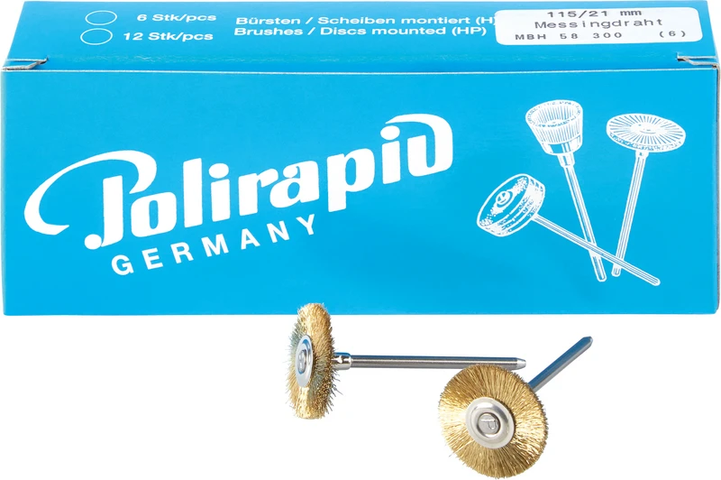 Miniaturbürsten Draht  Packung  6 Stück HP, Messingdraht, Ø 21 mm, Draht: 0,08 mm