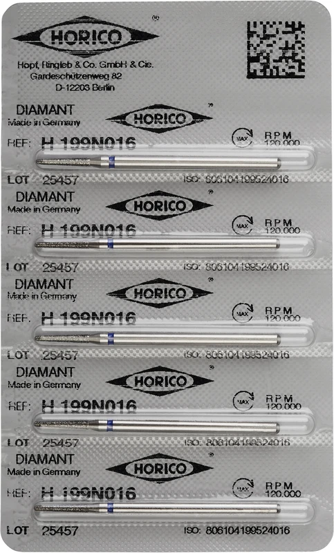 Diamantschleifer H 199  Packung  5 Stück blau normal, HP, Figur 199, 10 mm, ISO 016