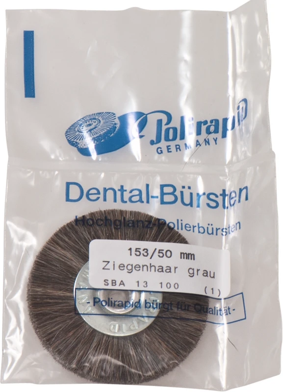 Schmalbürsten  Stück  mit Aluzentrum, Ziegenhaar grau, Ø 50 mm, S: 5 mm