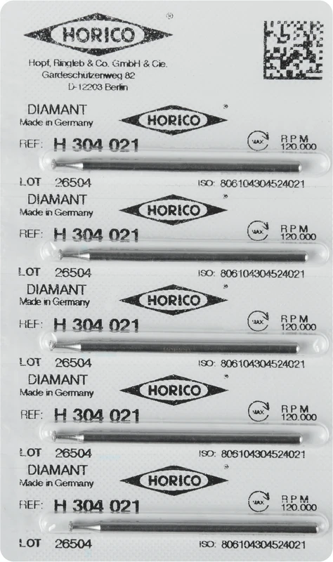 Diamantschleifer H 304  Packung  5 Stück HP, Figur 304, 0,7 mm, ISO 021