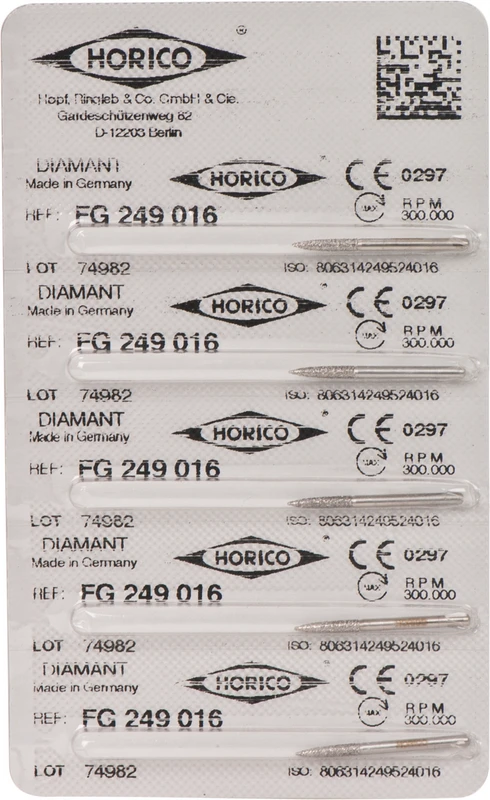 Diamantschleifer 249  Packung  5 Stück FG, Figur 249, 8 mm, ISO 016
