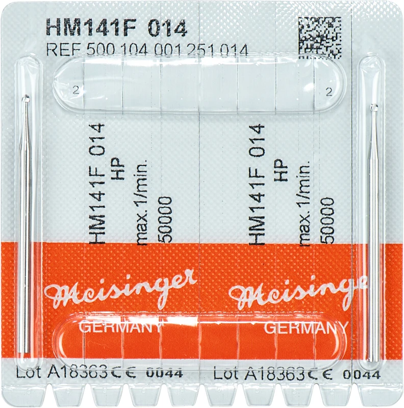 Chirurgie Fräser HM 141  Packung  2 Stück rot fein, HP, Figur 001, ISO 014