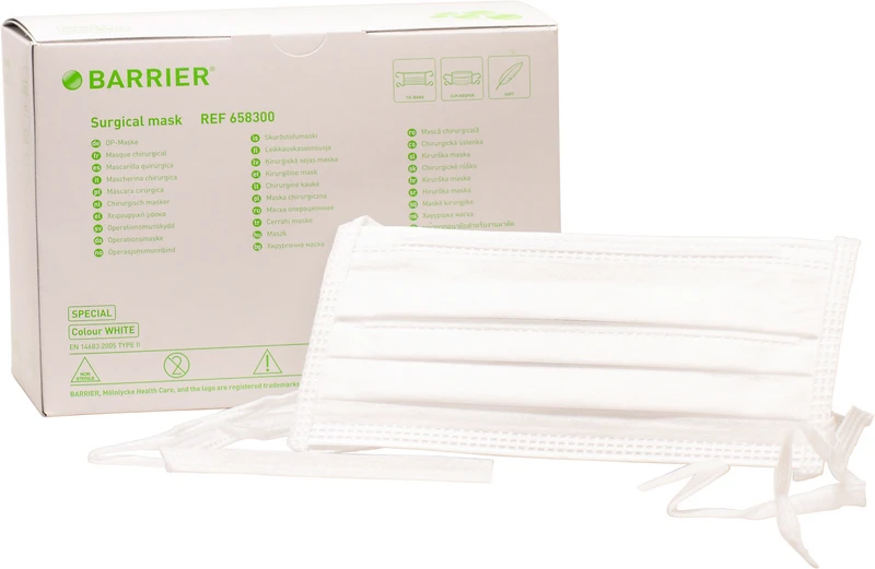 BARRIER® OP-Maske Special  Packung  60 Stück weiß, Bindebänder mit Formhalter