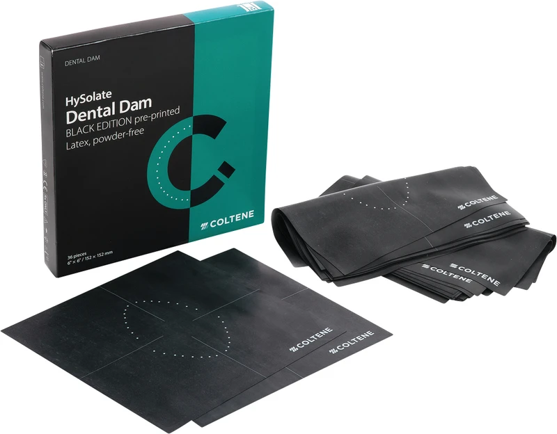 HySolate Dental Dam  Packung  36 Stück dunkel, 152 x 152 mm, mittel, bedruckt