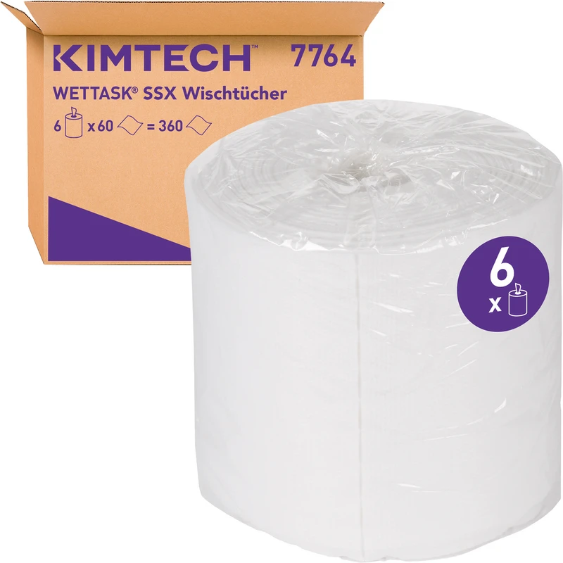 Kimtech® Wettask SXX Wischtücher  Karton  6 Rollen x 60 Tücher, weiß