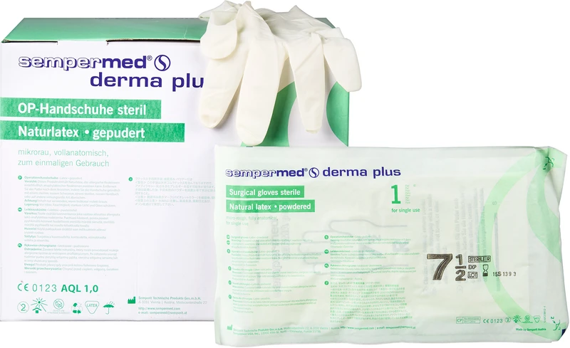 Sempermed® derma plus  Packung  50 Paar leicht gepudert, naturweiß, Größe 7,5