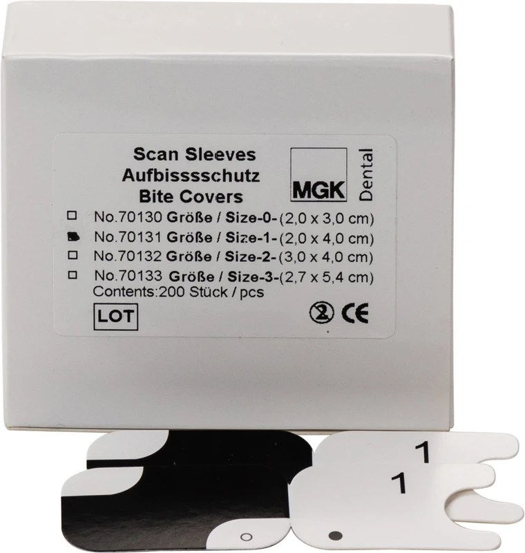 Aufbissschutz für Scan Sleeves \ TABLine Sleeves  Packung  200 Stück Gr. 1 (2 x 3 cm)