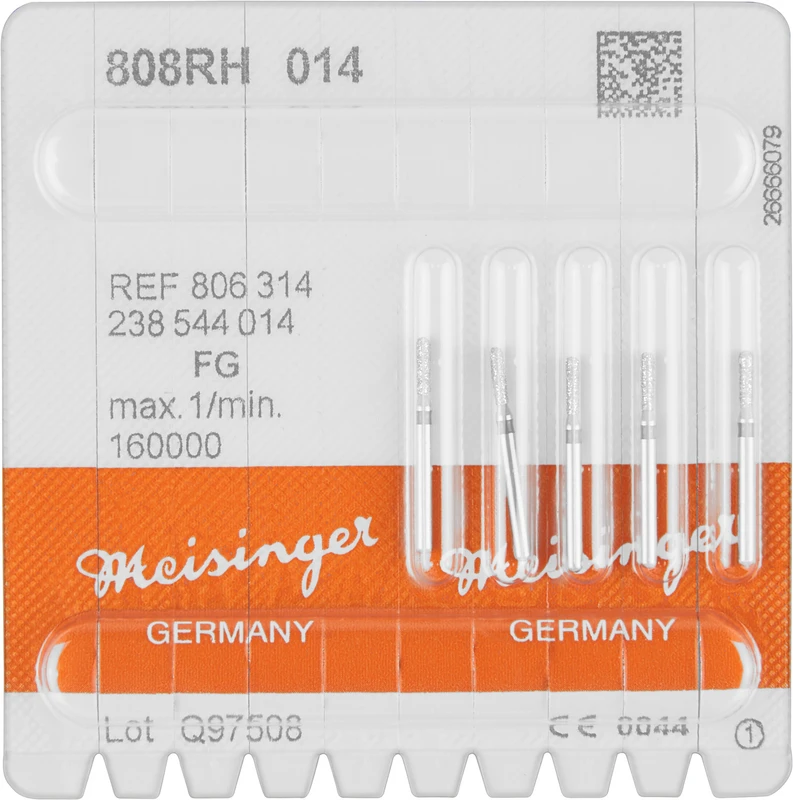 Diamanten 808  Packung  5 Stück schwarz super grob, FG, Figur 238 Birne rund, 5 mm, ISO 014