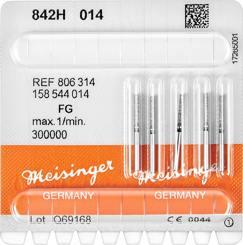 Diamanten 842  Packung  5 Stück schwarz super grob, FG, Figur 158 Zylinder abgerundet, 8 mm, ISO 014