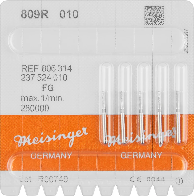 Diamanten 809  Packung  5 Stück blau mittel, FG, Figur 237 Birne rund, 3,7 mm, ISO 010