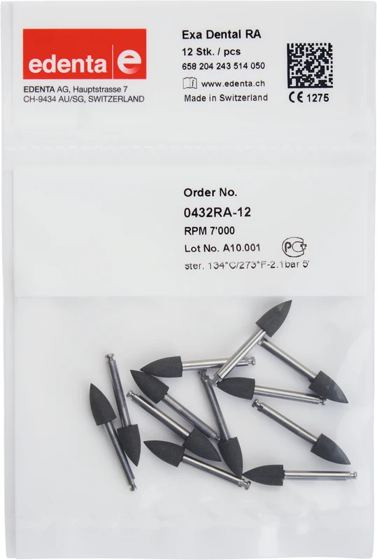 Exa Dental  Packung  12 Stück schwarz, RA, Figur 243, 10 mm, ISO 050
