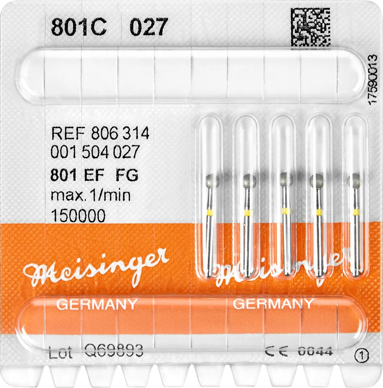 Diamanten 801  Packung  5 Stück gelb extra fein, FG, Figur 001 Rund, ISO 027