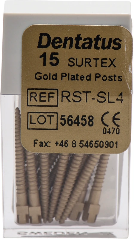 Classic Surtex vergoldete Wurzelstifte  Packung  15 Stück 17 mm, Ø 1,5 mm, Größe 4