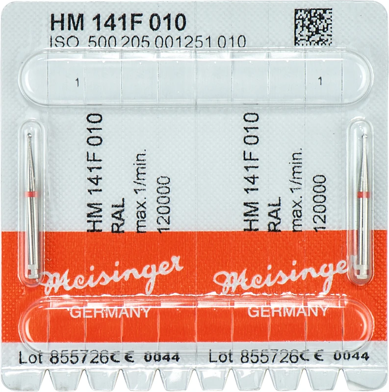 Chirurgie Fräser HM 141  Packung  2 Stück rot fein, RAL, Figur 001, ISO 010