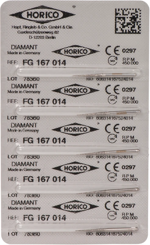 Diamantschleifer 167  Packung  5 Stück FG, Figur 167, 11,5 mm, ISO 014