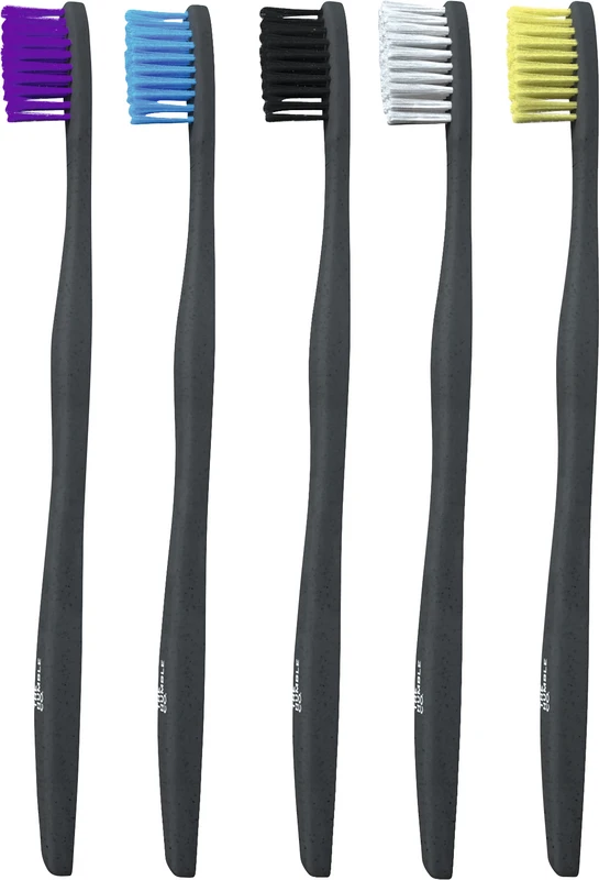 Humble Zahnbürsten pflanzenbasiert  Packung  5 Stück (lila, schwarz, blau, weiß, gelb) soft, mix