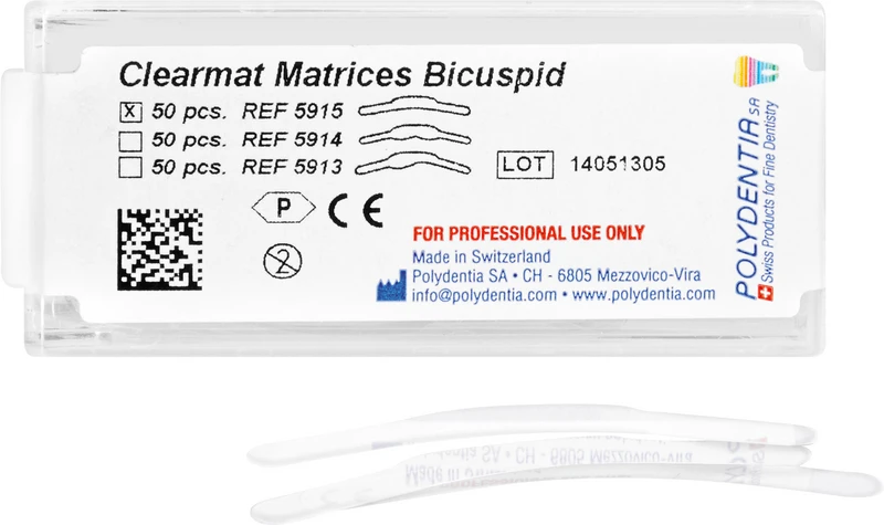 Clearmat Matrizen  Packung  50 Stück Höhe 4,5 \ 5,5 mm, Stärke 0,075 mm, Prämolar, MOD