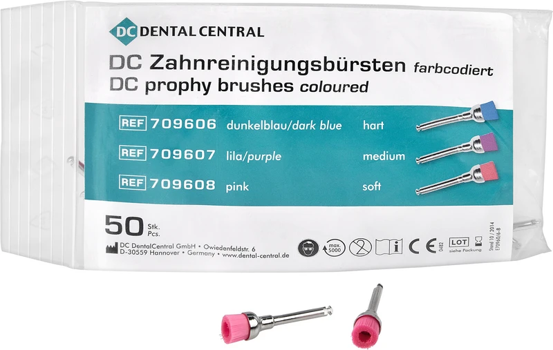 DC Zahnreinigungsbürsten  Packung  50 Stück pink, soft