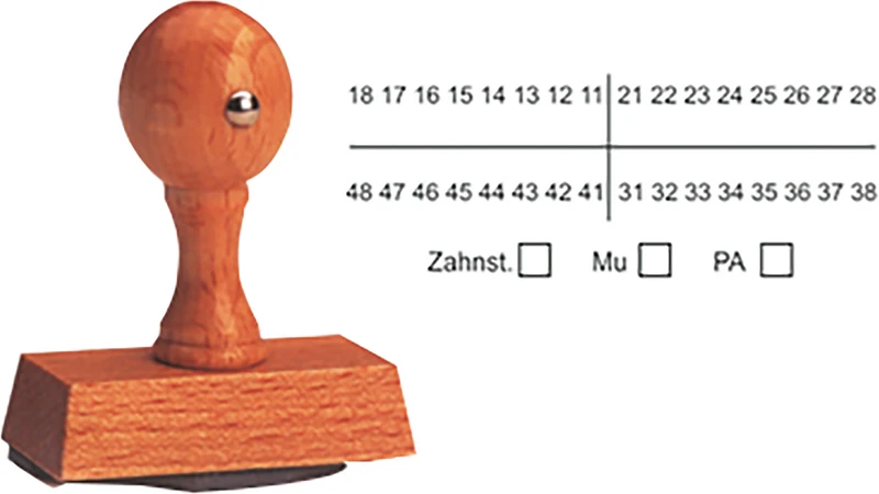 Zahnschema ZMI  Stück  Handstempel Holz