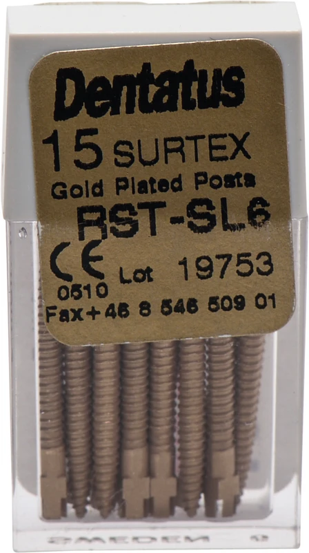 Classic Surtex vergoldete Wurzelstifte  Packung  15 Stück 17 mm, Ø 1,8 mm, Größe 6