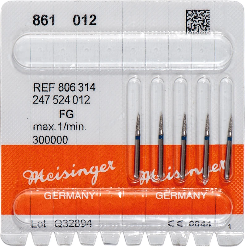 Diamanten 861  Packung  5 Stück blau mittel, FG, Figur 247 Flamme, 5 mm, ISO 012