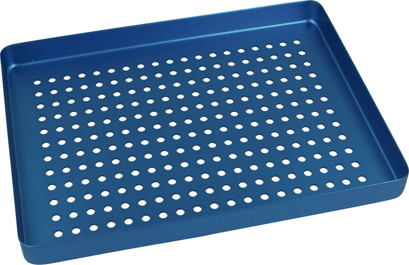 Norm-Tray Aluminium  Stück  Boden gelocht blau, mini, 18 x 14 cm