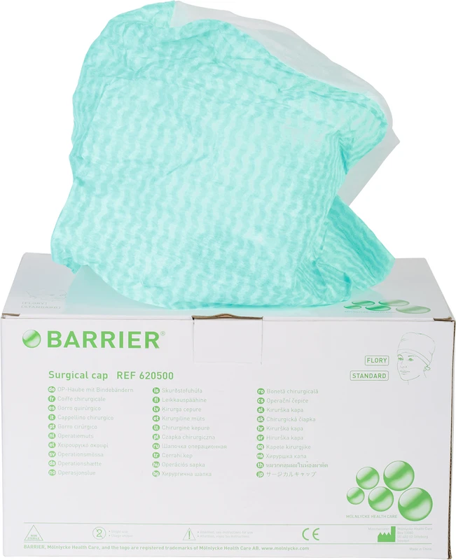 BARRIER® OP-Haube Flory  Packung  100 Stück grün\weiß
