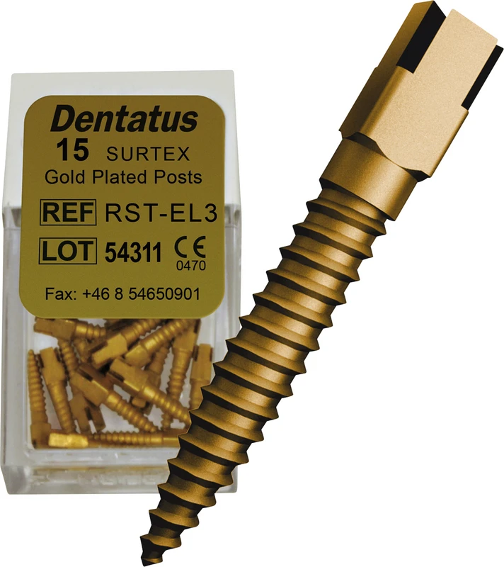 Classic Surtex vergoldete Wurzelstifte  Packung  15 Stück 14,2 mm, Ø 1,35 mm, Größe 3