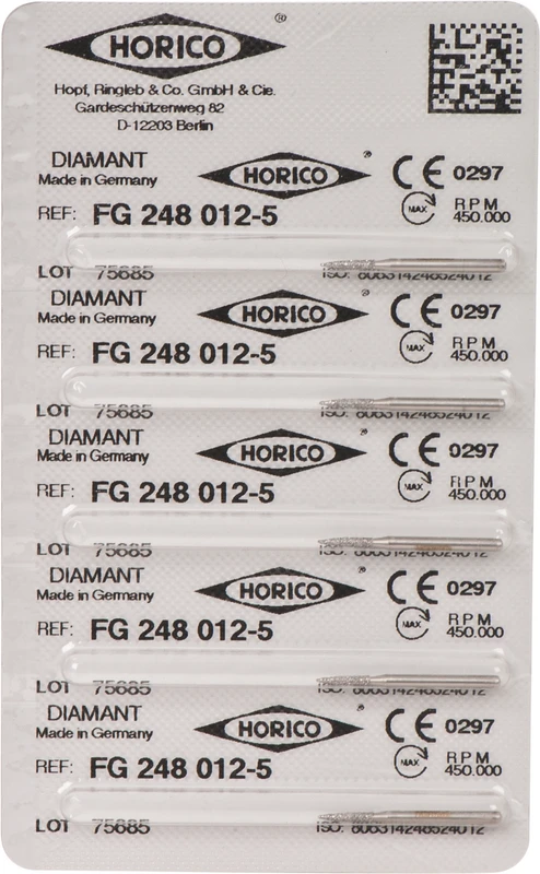 Diamantschleifer 248  Packung  5 Stück FG, Figur 248, 6 mm, ISO 012