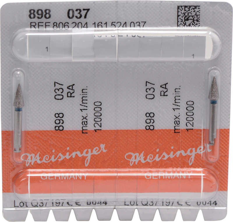 Diamanten 898  Packung  2 Stück blau mittel, RA, Figur 161 Nadel konisch spitz, 7 mm, ISO 037