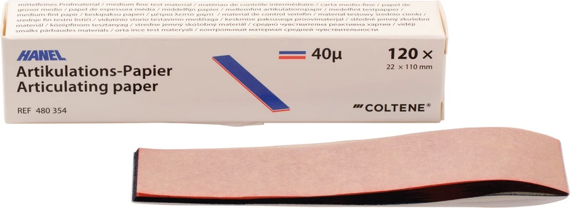 HANEL Artikulations-Papier 40 µm  Packung  120 Blatt Streifen blau\rot, 40 µm