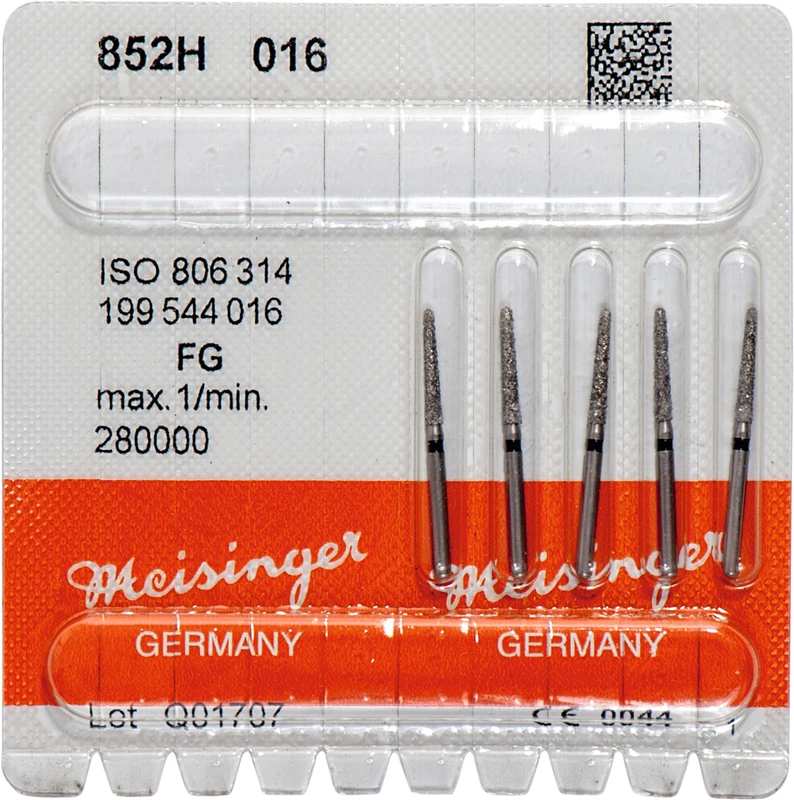 Diamanten 852  Packung  5 Stück schwarz super grob, FG, Figur 199 Konus rund, 10 mm, ISO 016