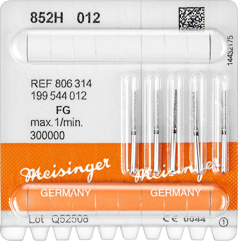 Diamanten 852  Packung  5 Stück schwarz super grob, FG, Figur 199 Konus rund, 10 mm, ISO 012