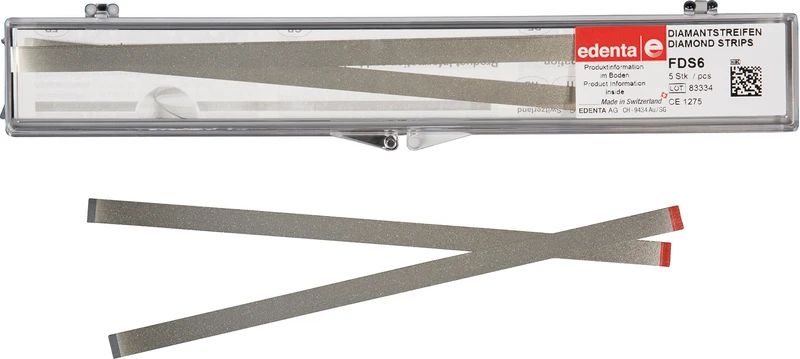 Breite Diamantstreifen  Packung  5 Stück einseitig, rot fein, 6 mm, Stärke 0,1 mm