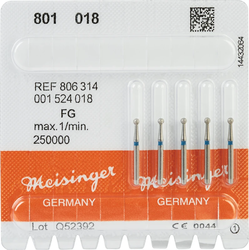 Diamanten 801  Packung  5 Stück blau mittel, FG, Figur 001 Rund, ISO 018