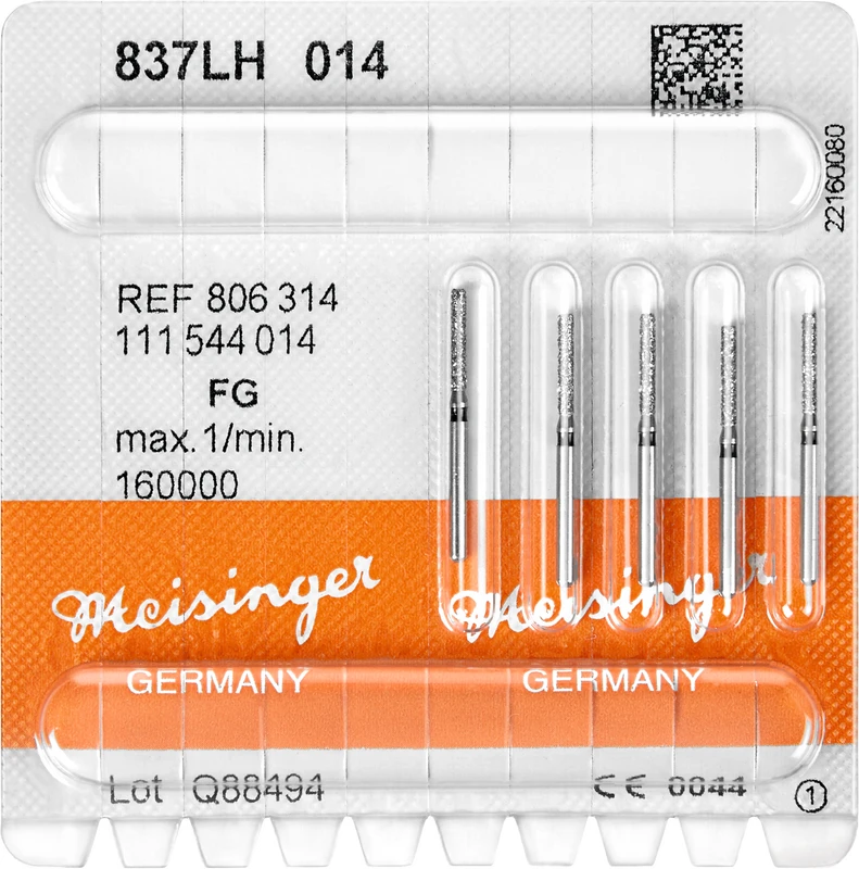 Diamanten 837  Packung  5 Stück schwarz super grob, FG, Figur 111 Zylinder lang, 6 mm, ISO 014