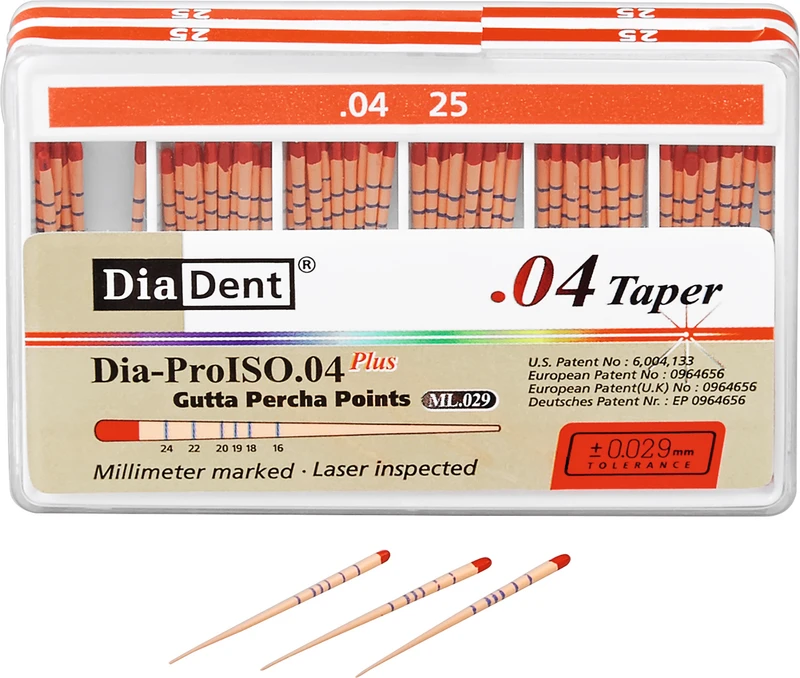 DiaDent® Dia-Pro Guttaperchaspitzen  Packung  60 Stück Taper.04, ISO 025