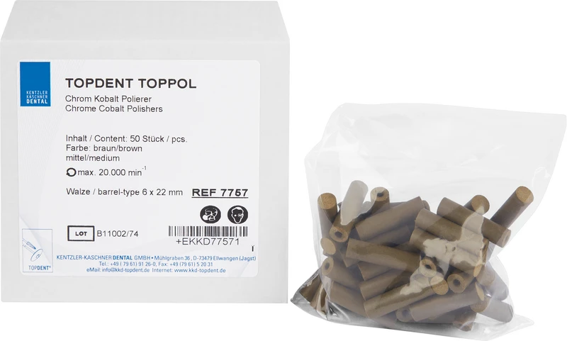 TOPDENT TopPol Co-Cr Polierer  Packung  50 Stück mittel, Walze 6 x 23 mm