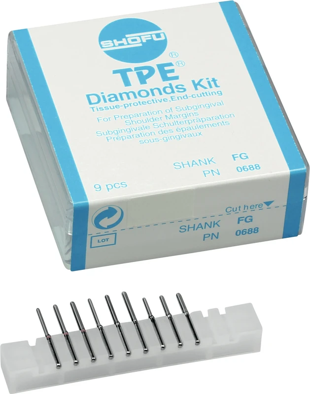 TPE Diamant FG 680  Sortiment  9 Stück (3 x rot fein, 3 x grob, 3 x Short grob)