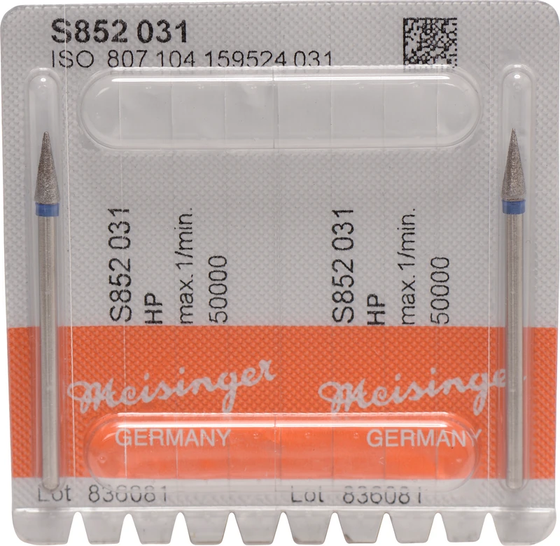 Sinterdiamanten S852  Packung  2 Stück blau mittel, HP, Figur 159 Konus, 9 mm, ISO 031